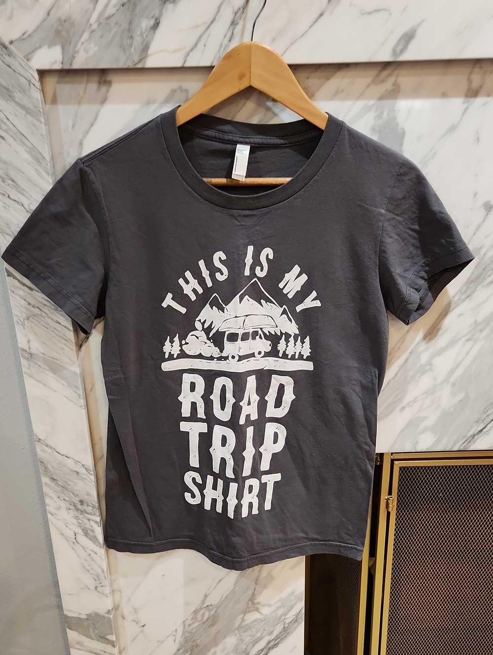 American Apparel Charcoal Gray  'This Is My Road Trip Shirt' Graphic Tee